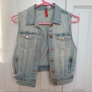 H&M Light Wash Jean Jacket Vest